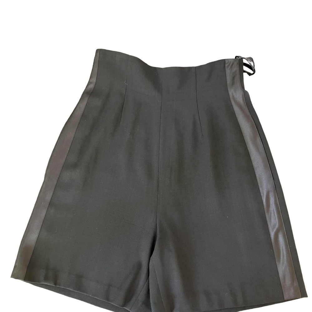 Tuxedo shorts  by DKNY, 100% wool with silk stripe down sides